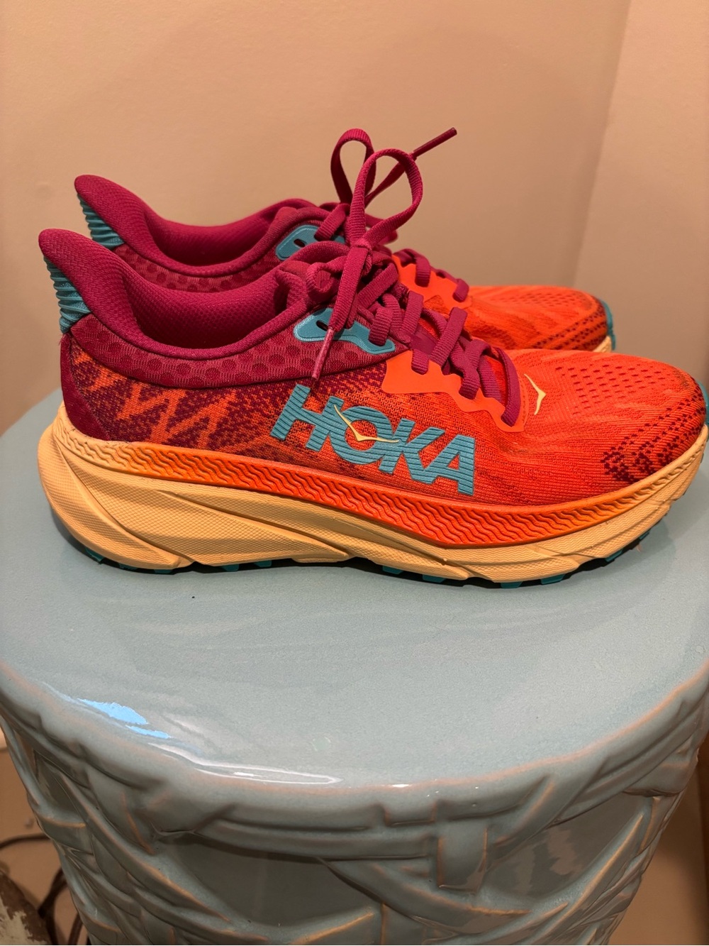 Hoka Women’s Challenger ATR 7 - Orange, Pink & Teal Trail Running Shoes - Picture 2 of 5